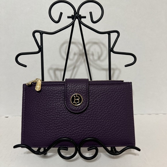 BOSTANTEN Purple Lomy Leather Slim Wallet Bifold Purse RFID 16 CC‎ Slots + ID - Picture 1 of 6